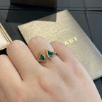 [Shinejoy]Bague ouverte en malachite et diamants Dream.
