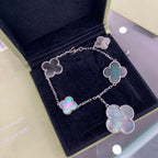[Shinejoy]CLOVER 5 MOTIFS SIVLER DARK MOP BRACELET