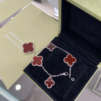 [Shinejoy]CLOVER 5 MOTIFS SIVLER CARNELIAN BRACELET