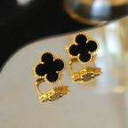 [Shinejoy]CLOVER MEDIUM 1 MOTIFS  ONYX STUD EARRINGS