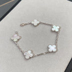 [⭐Shinejoy]クローバー ホワイトパール モップ 5モチーフ ブレスレット コレクション