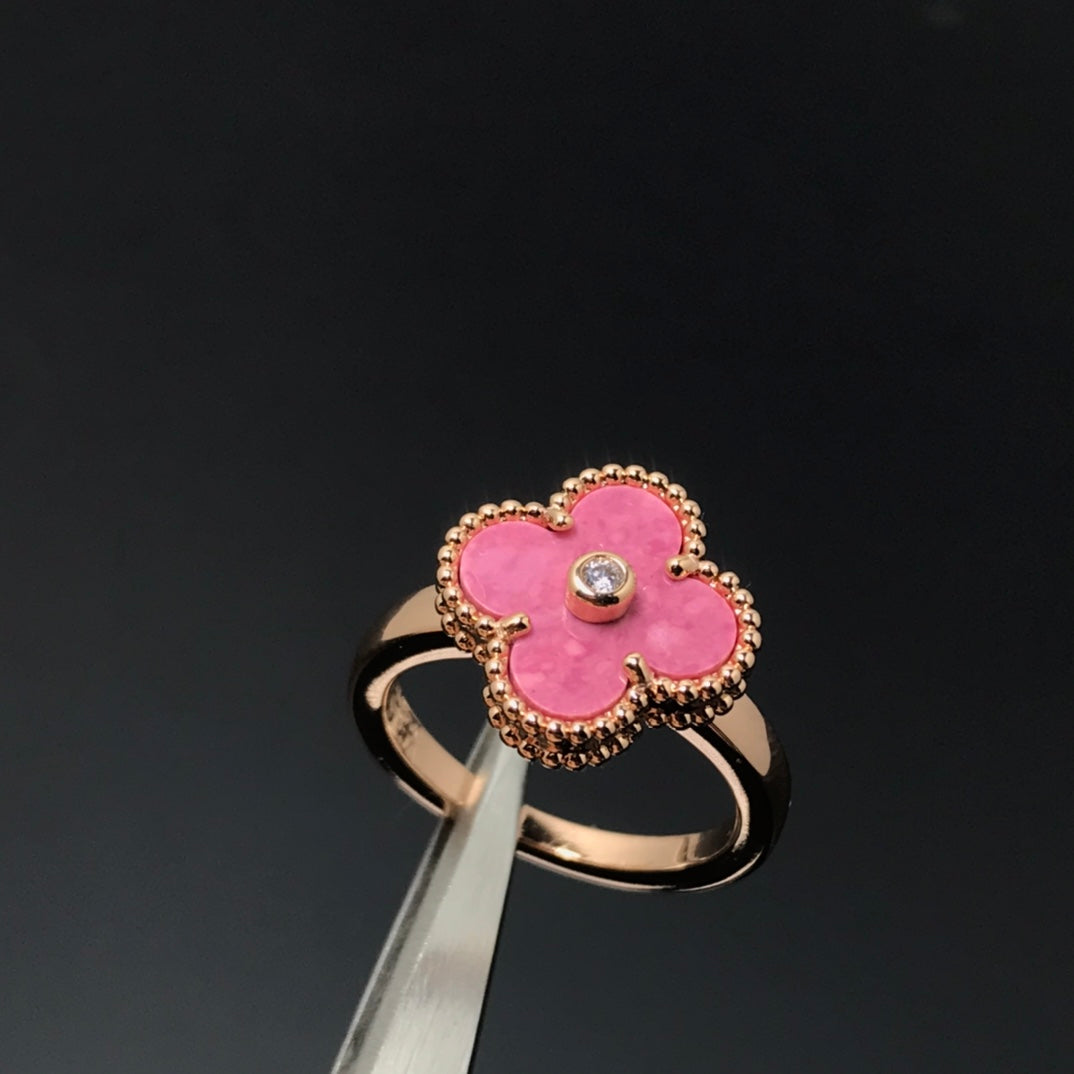 [Shinejoy]CLOVER RHODONITE ROSE GOLD RING