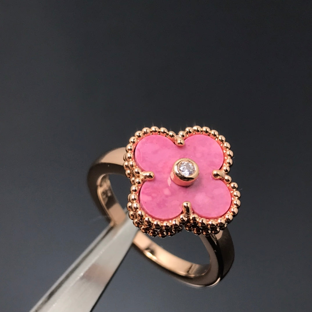 [Shinejoy]CLOVER RHODONITE ROSE GOLD RING