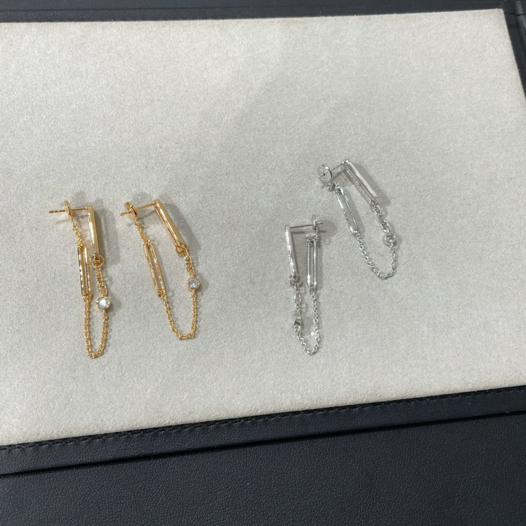 [Shinejoy]CHAINE CHAOS DIAMOND DROP EARRINGS