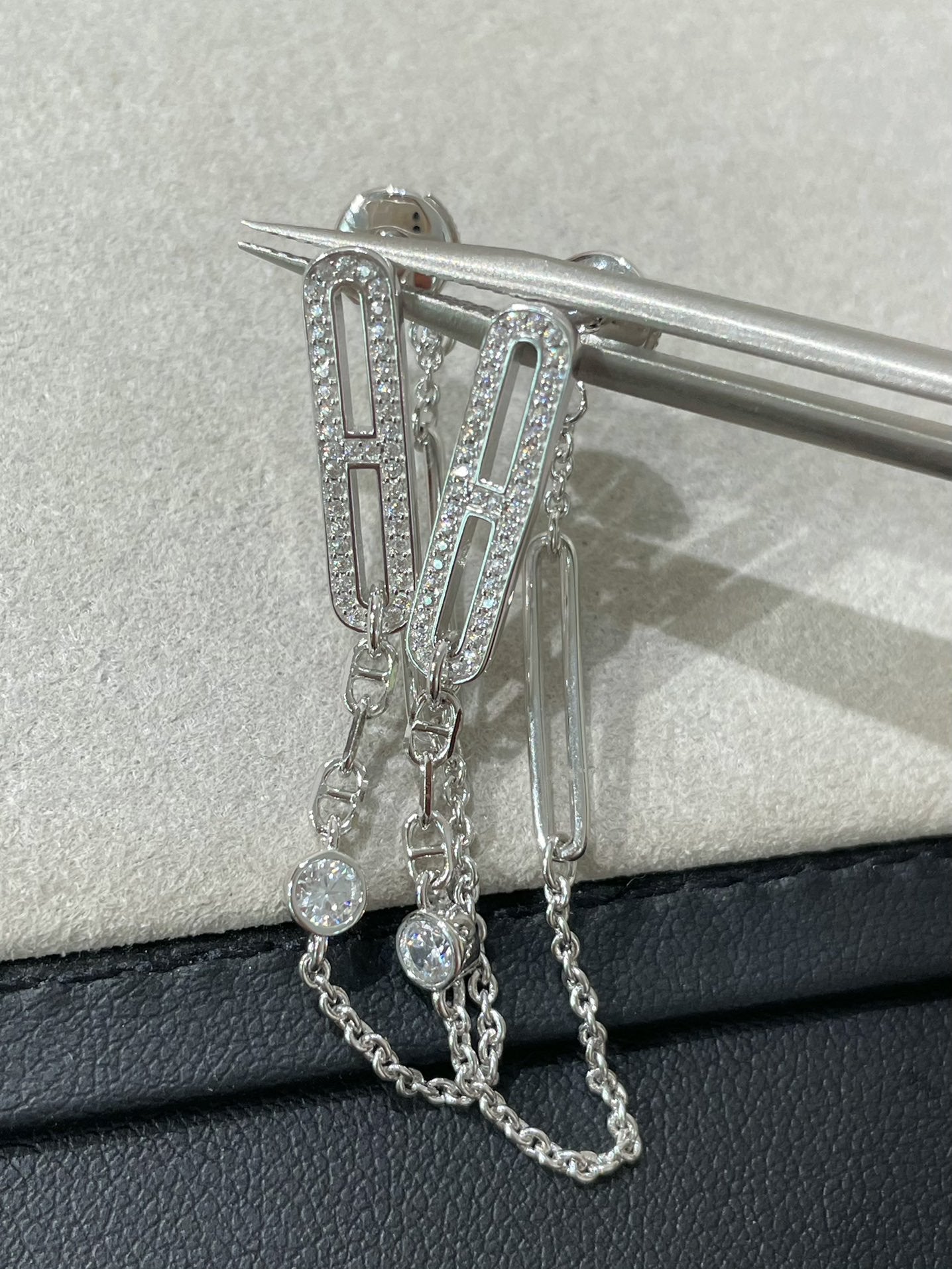 [Shinejoy]CHAINE CHAOS DIAMOND DROP EARRINGS