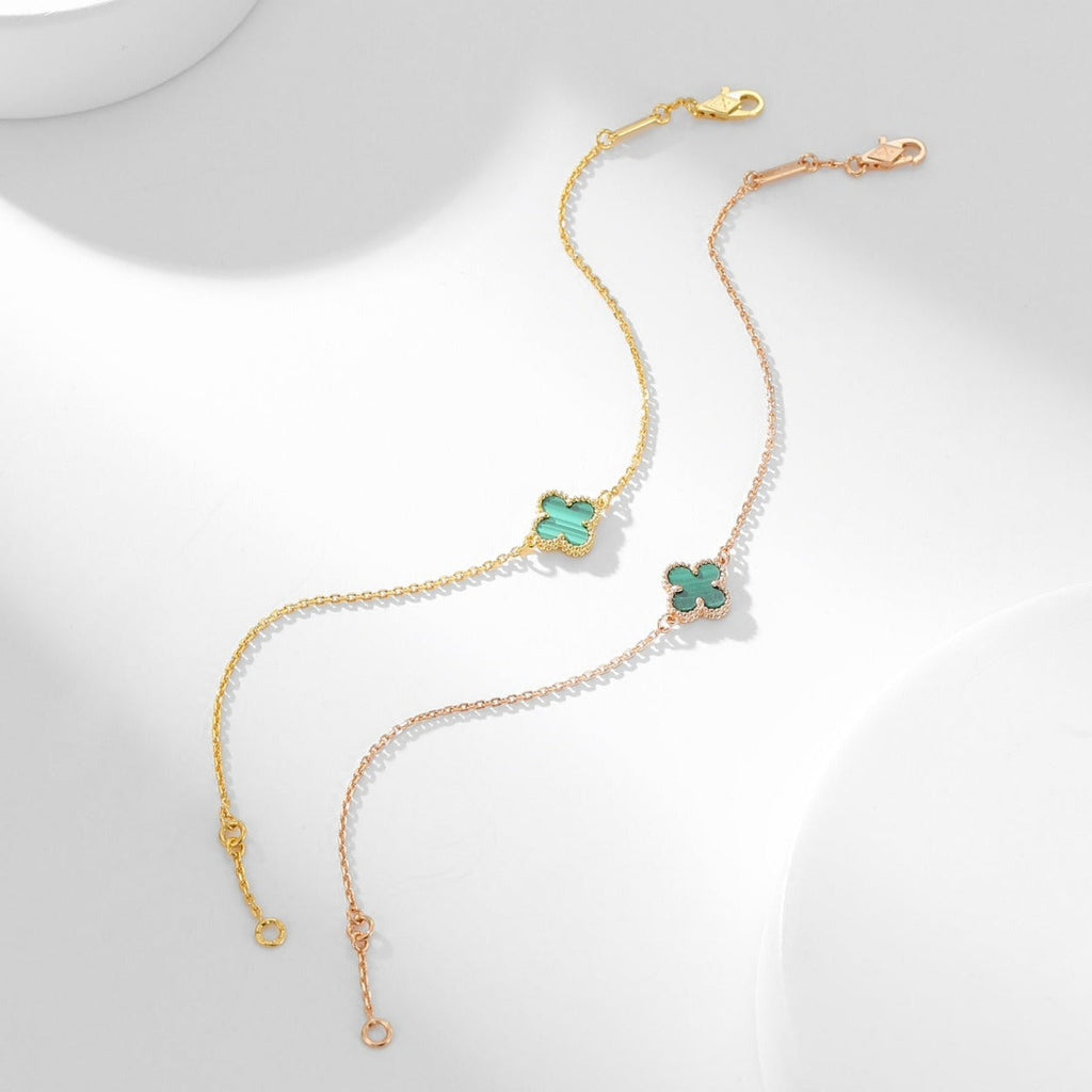 [Shinejoy]クローバーブレスレット マラカイト 1モチーフ