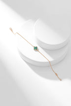 [Shinejoy]クローバーブレスレット マラカイト 1モチーフ