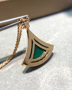 [Shinejoy]DREAM MALACHITE DIAMOND PAVED PINK GOLD NECKLACE