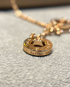[Shinejoy]DREAM MALACHITE DIAMOND PAVED PINK GOLD NECKLACE