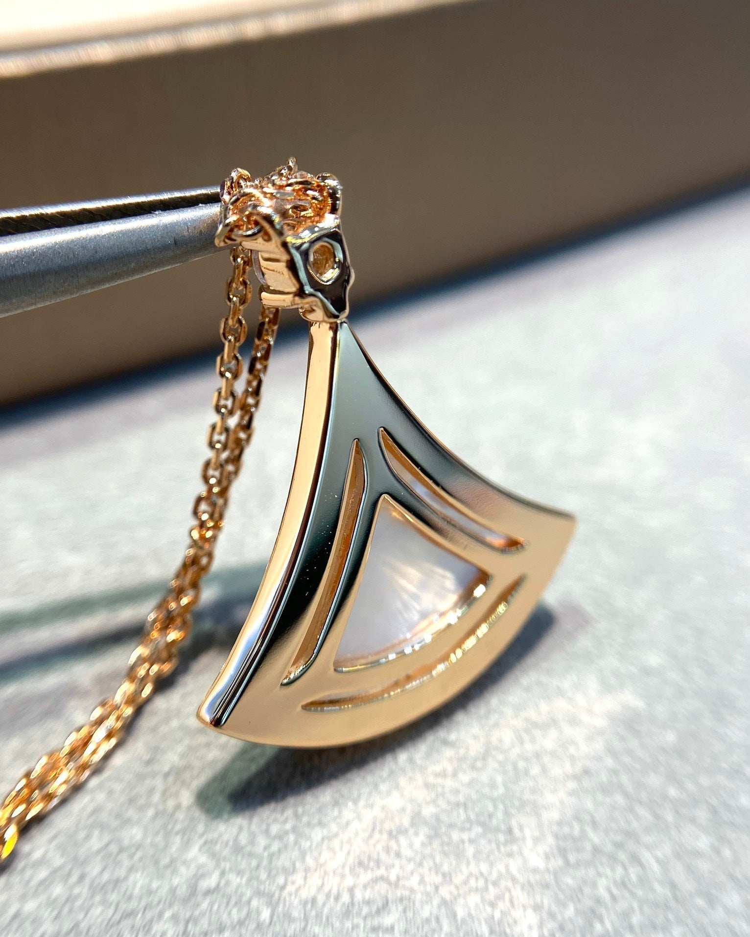 [Shinejoy]DREAM MOP DIAMOND PAVED PINK GOLD NECKLACE