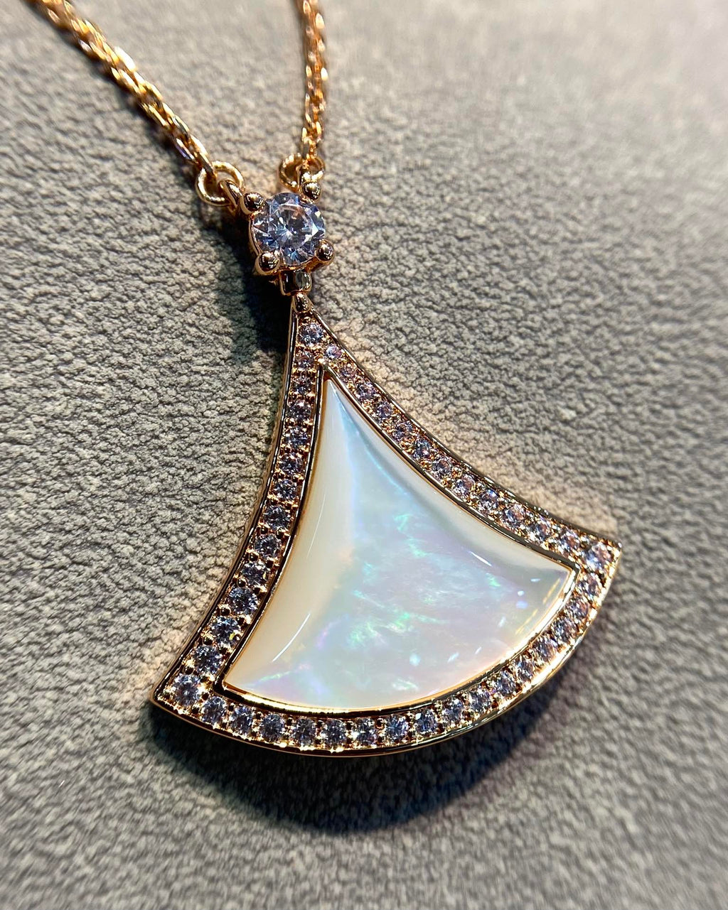 [Shinejoy]DREAM MOP DIAMOND PAVED PINK GOLD NECKLACE