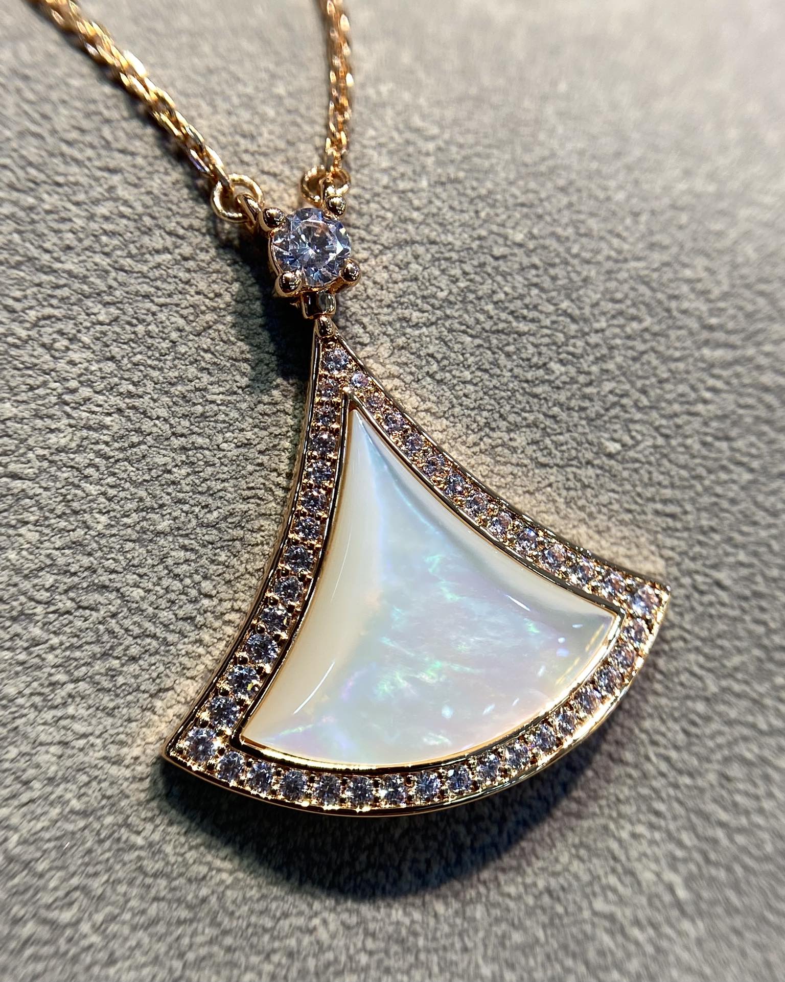 [Shinejoy]DREAM MOP DIAMOND PAVED PINK GOLD NECKLACE