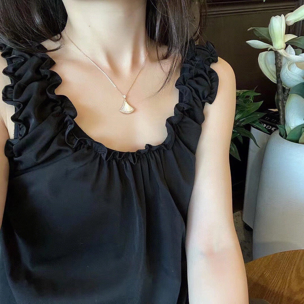 [Shinejoy]DREAM MOP DIAMOND PAVED PINK GOLD NECKLACE