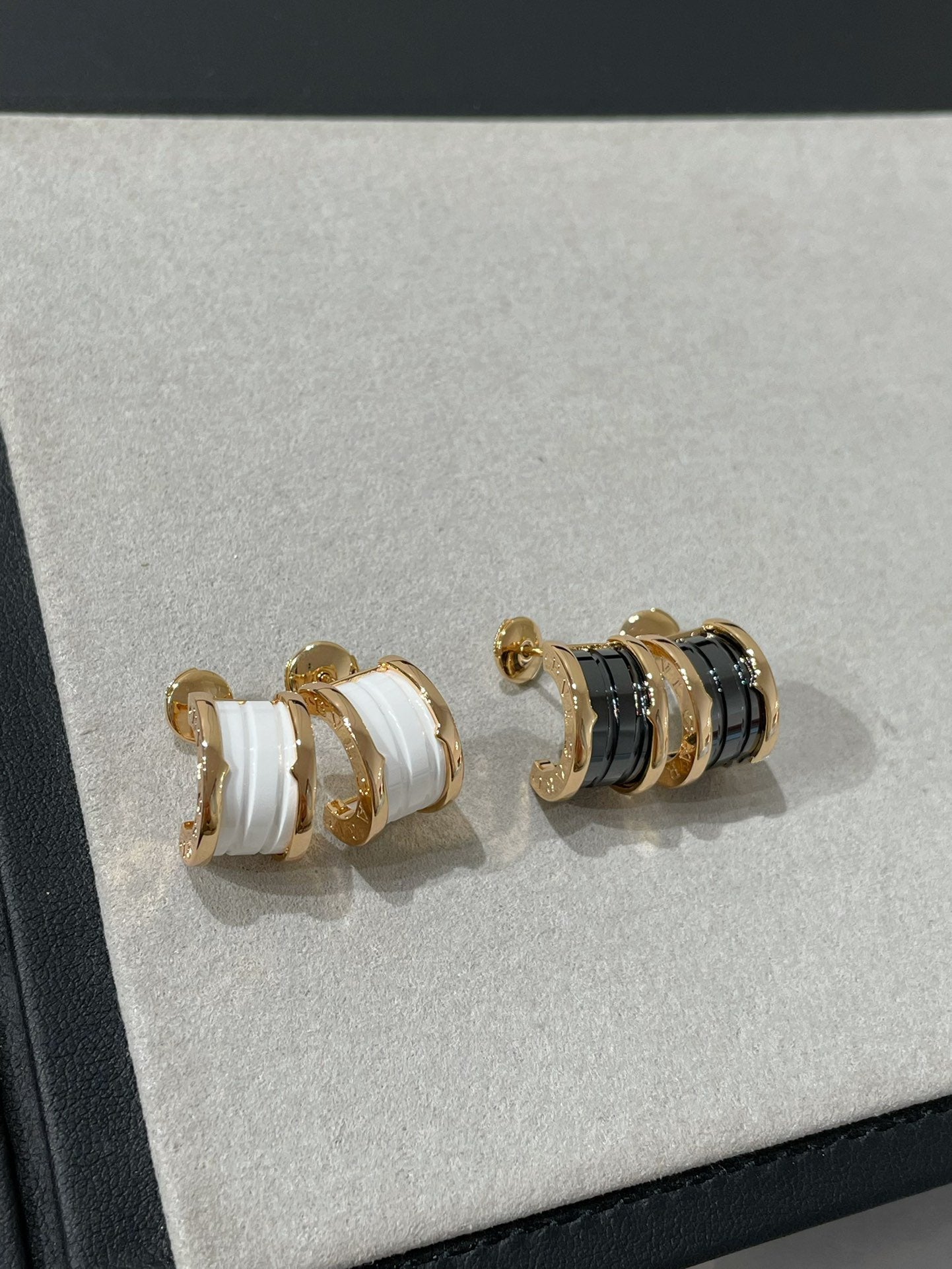 [Shinejoy]ZERO 1 PINK GOLD CERAMIC EARRINGS