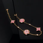 [Shinejoy]STAR AND SUN 4 MOTIF PINK MOP PINK GOLD BRACELET