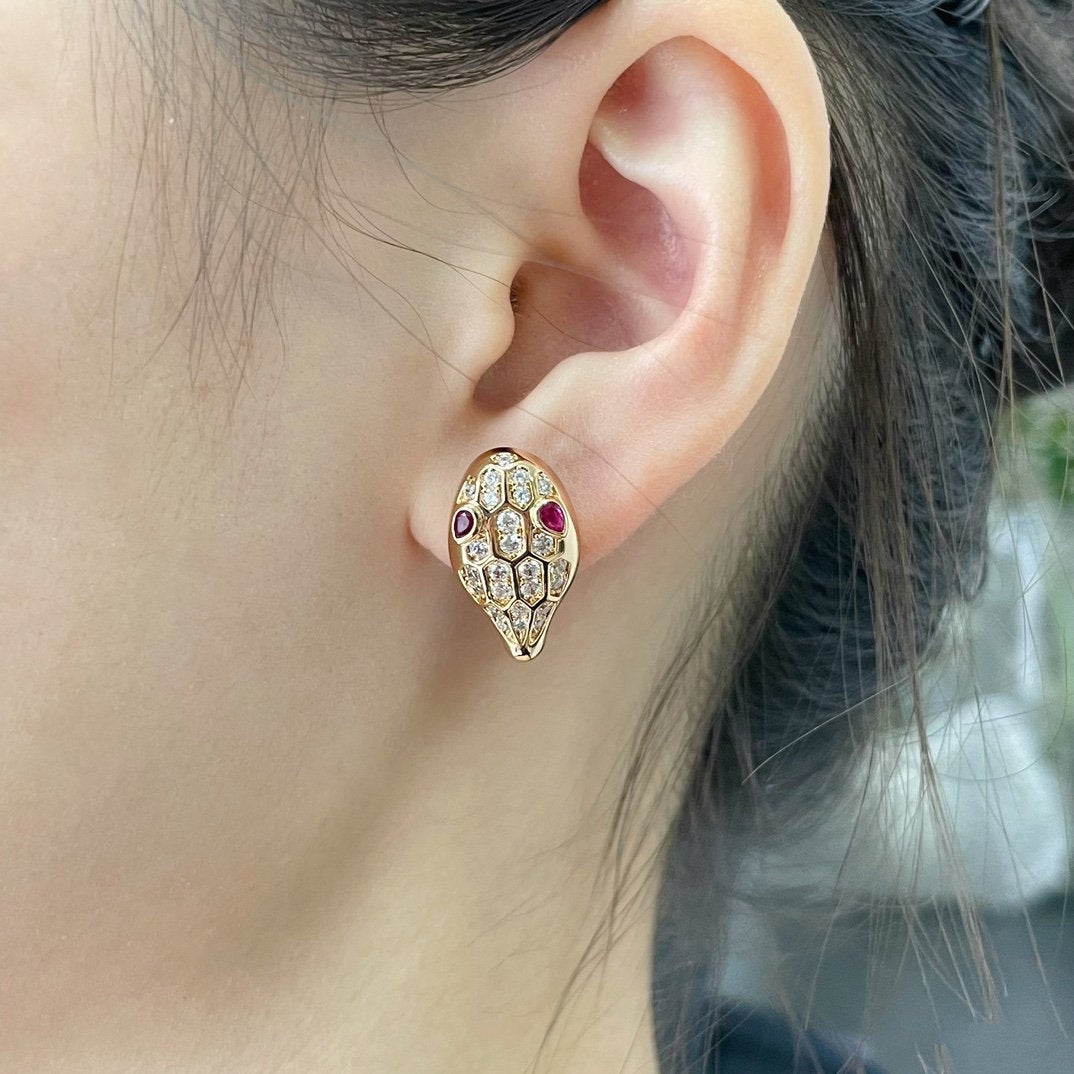 [Shinejoy]SERPENT DIAMOND STUD EARRINGS