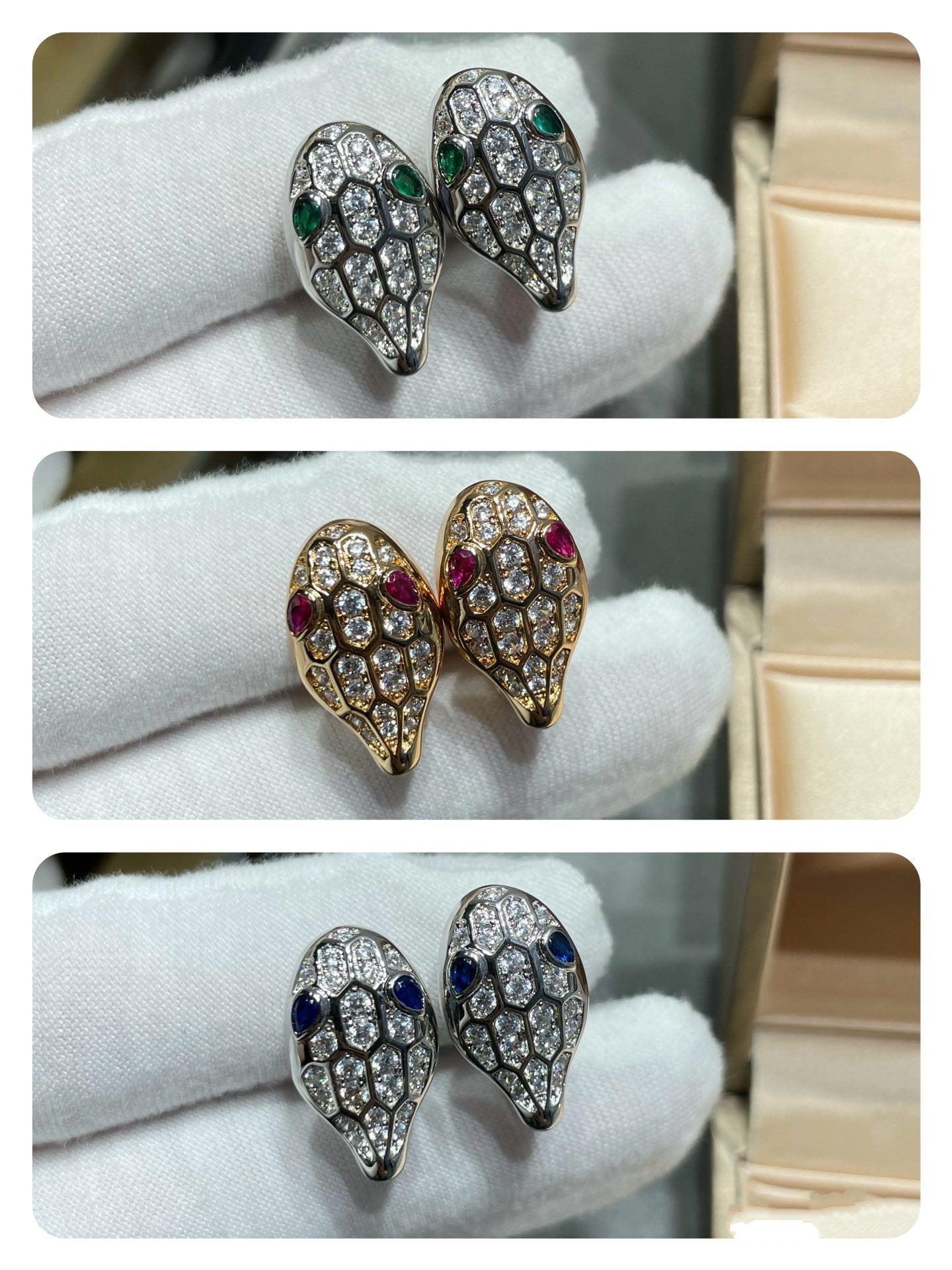 [Shinejoy]SERPENT DIAMOND STUD EARRINGS