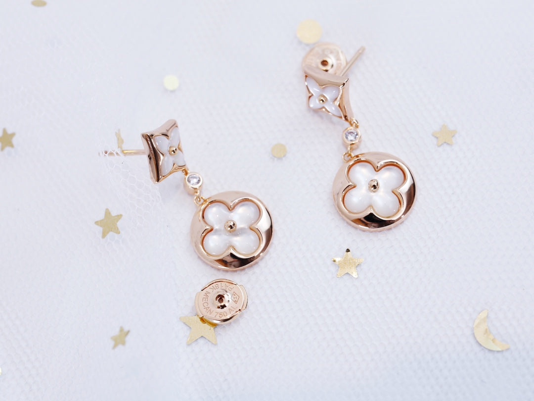 [Shinejoy]STAR AND SUN PINK GOLD MOP DROP EARRINGS