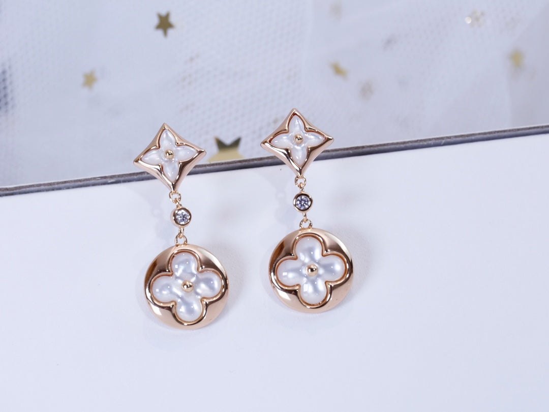[Shinejoy]STAR AND SUN PINK GOLD MOP DROP EARRINGS