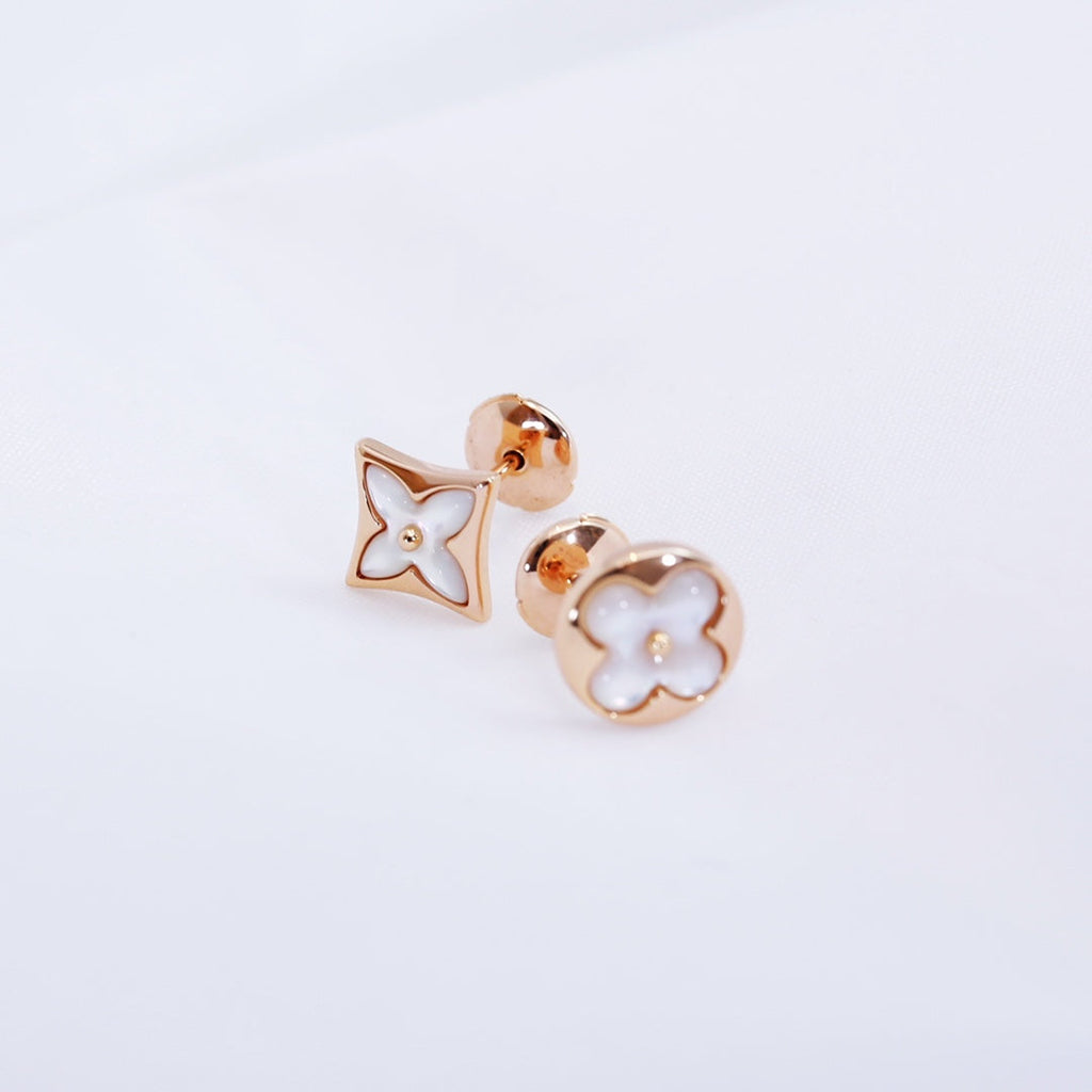 [Shinejoy]STAR AND SUN PINK GOLD MOP STUD EARRINGS