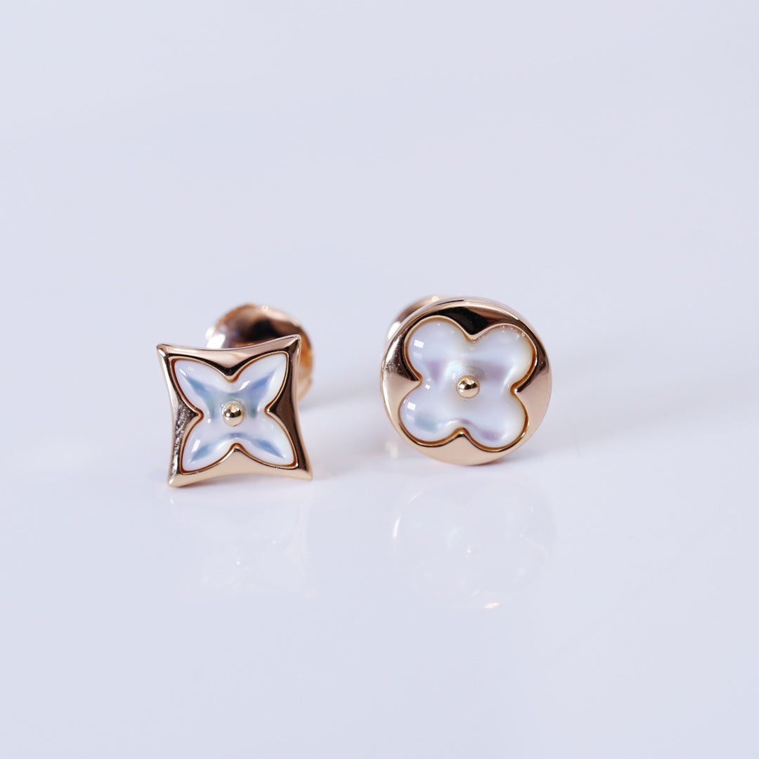 [Shinejoy]STAR AND SUN PINK GOLD MOP STUD EARRINGS
