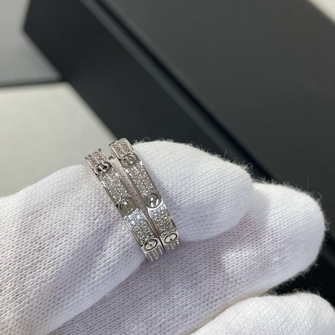 [Shinejoy]LOVE DIAMOND SILVER HOOP EARRINGS