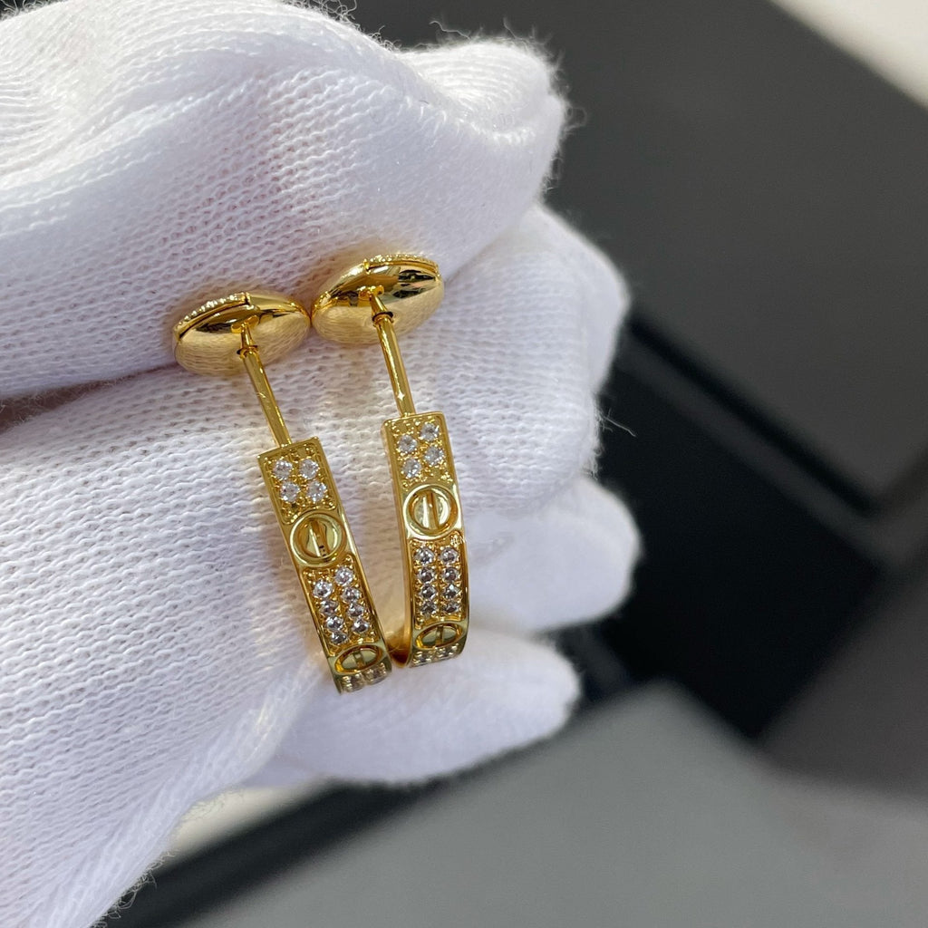 [Shinejoy]LOVE DIAMOND GOLD HOOP EARRINGS