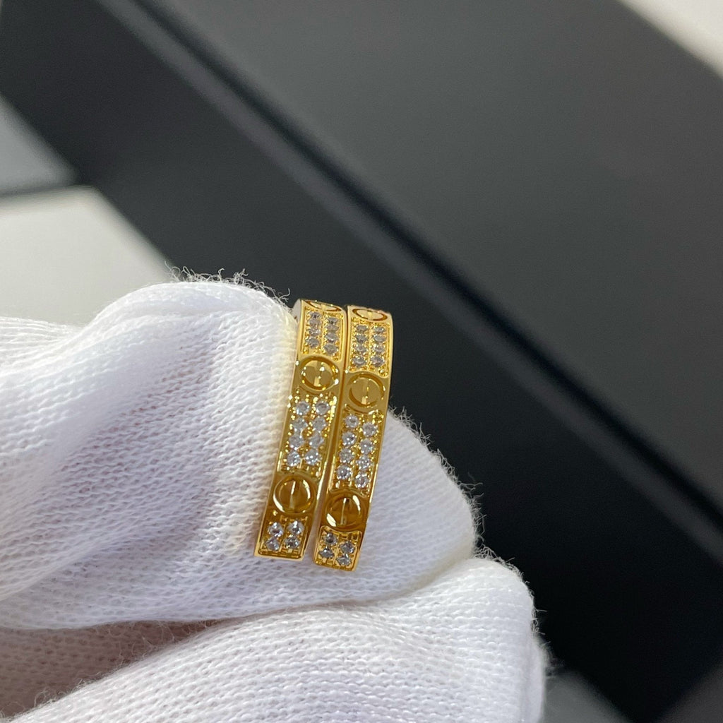 [Shinejoy]LOVE DIAMOND GOLD HOOP EARRINGS