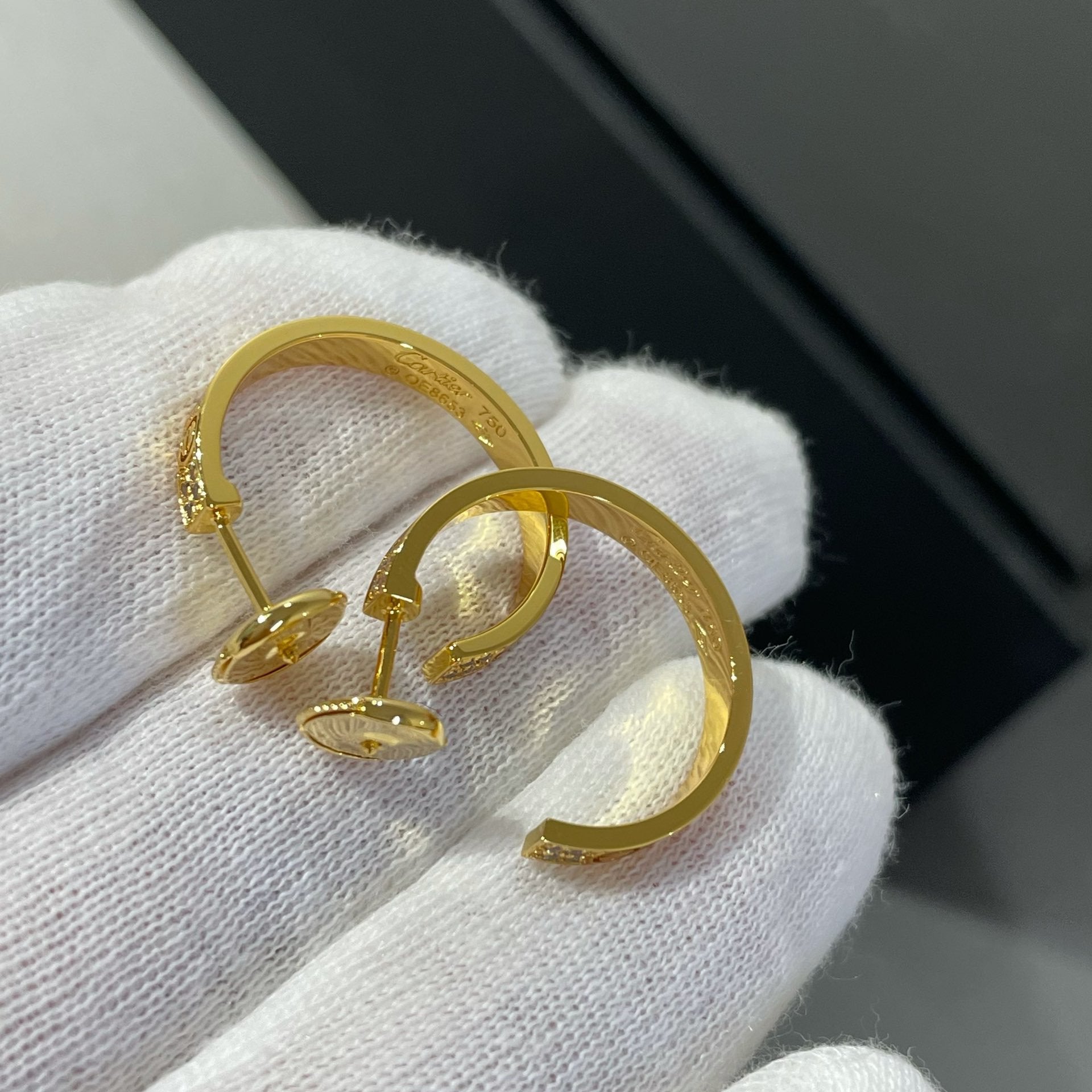 [Shinejoy]LOVE DIAMOND GOLD HOOP EARRINGS