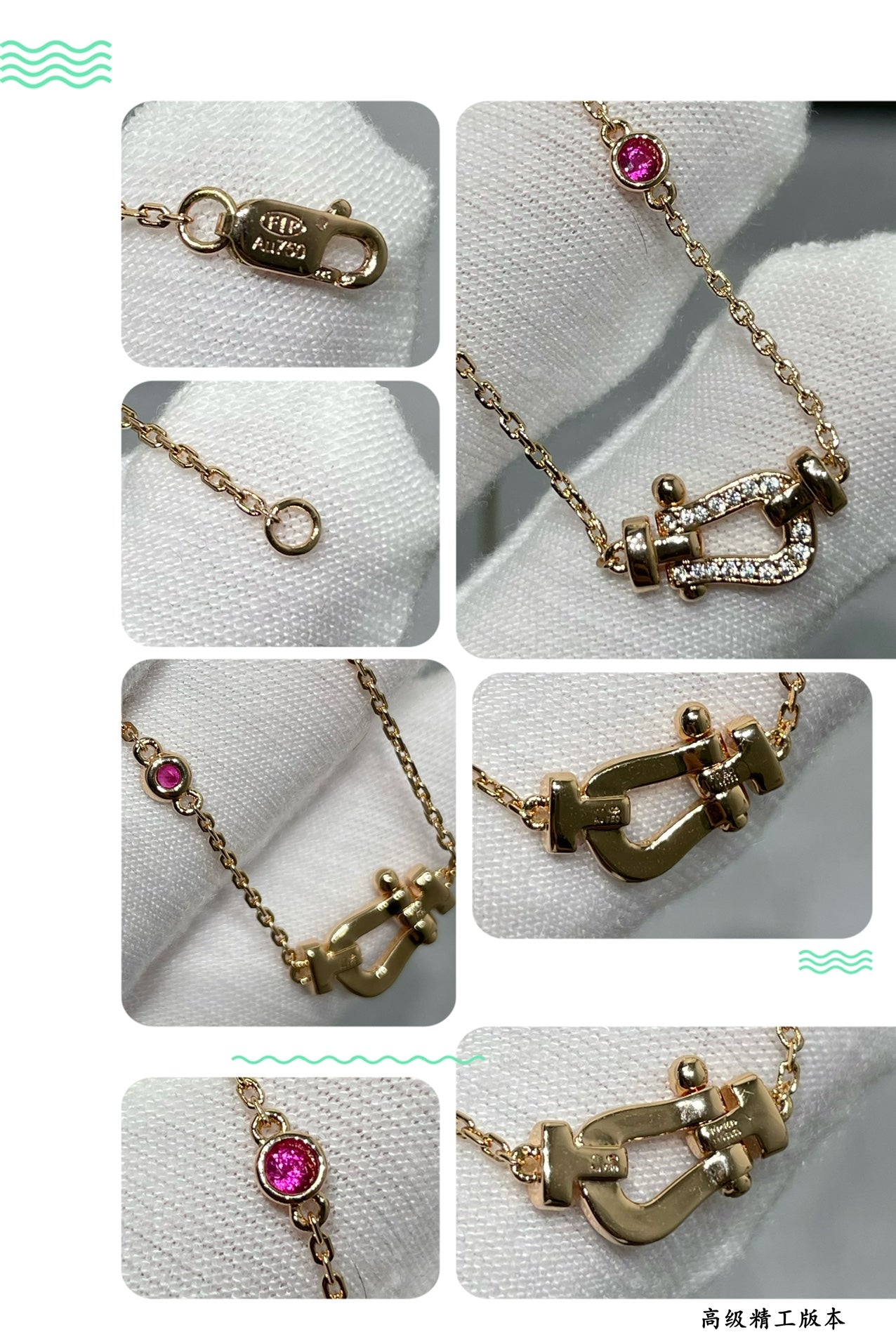 [Shinejoy] COLLIER FORCE 10 DIAMANTS ROSE OR