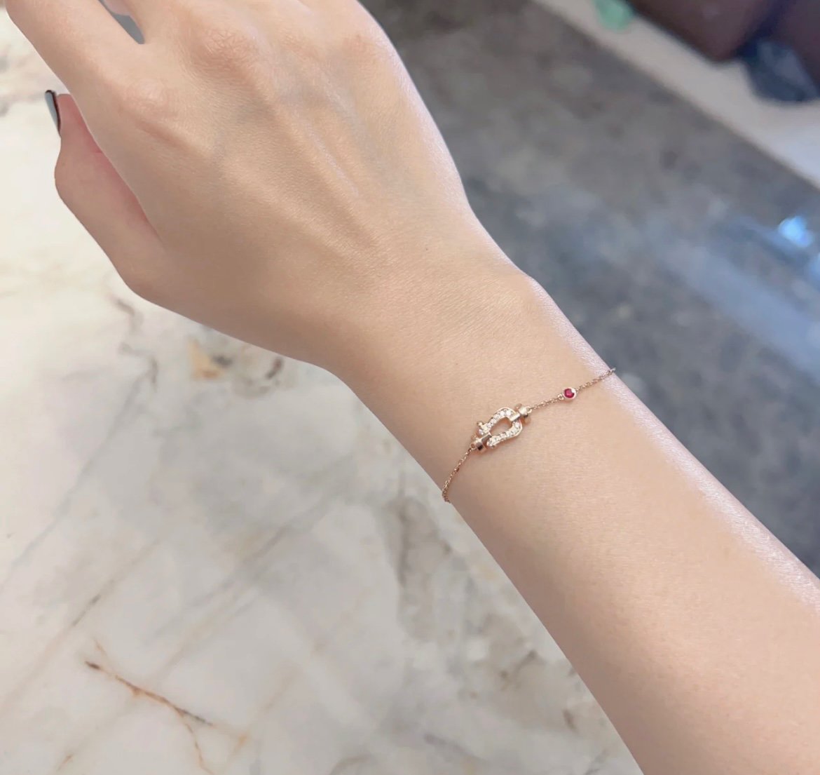 [Shinejoy]FORCE 10 DIAMOND CHAIN LINK PINK GOLD BRACELET
