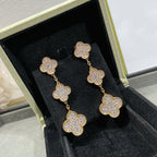 [Shinejoy]CLOVER 3 MOTIFS DIAMOND PAVED ROSE GOLD EARRINGS