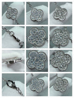 [Shinejoy]CLOVER 6 MOTIF DIAMOND PAVED NECKLACE