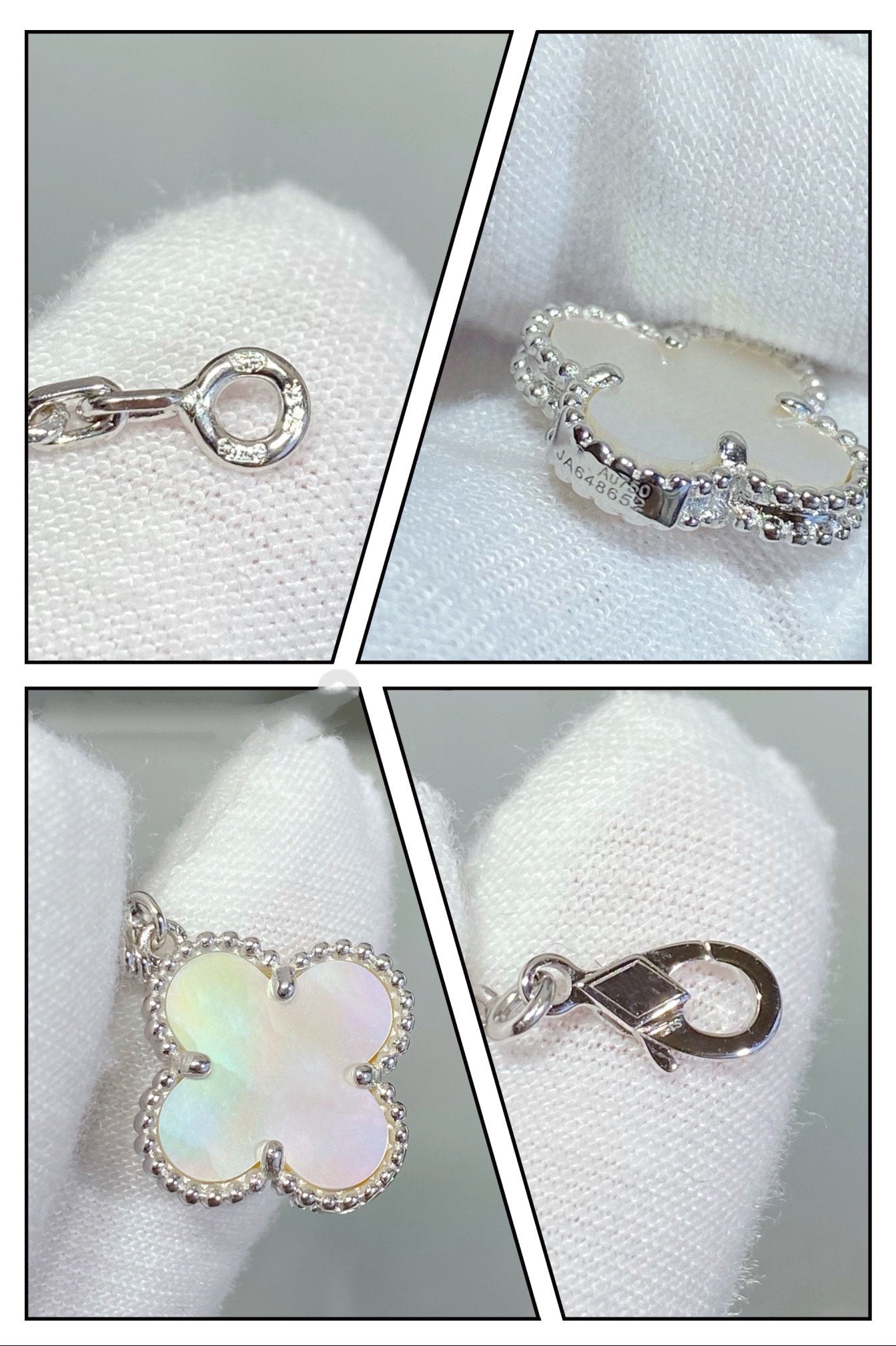 [Shinejoy]CLOVER 5 MOTIF WHITE MOP SILVER BRACELET