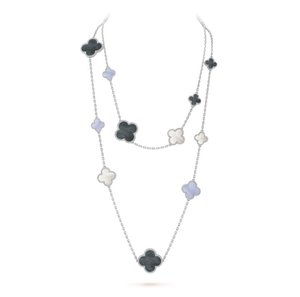 [Shinejoy] COLLIER EN ARGENT ET CHALCÉDONY MOP À MOTIF CLOVER 16