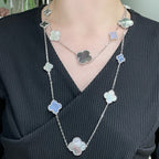 [Shinejoy] COLLIER EN ARGENT ET CHALCÉDONY MOP À MOTIF CLOVER 16