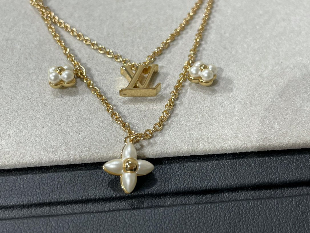 [Shinejoy]FLOWERGRAM GOLD MOP DOUBLE ROW NECKLACE