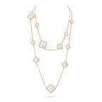 [Shinejoy]CLOVER 16 MOTIF WHITE MOP GOLD NECKLACE