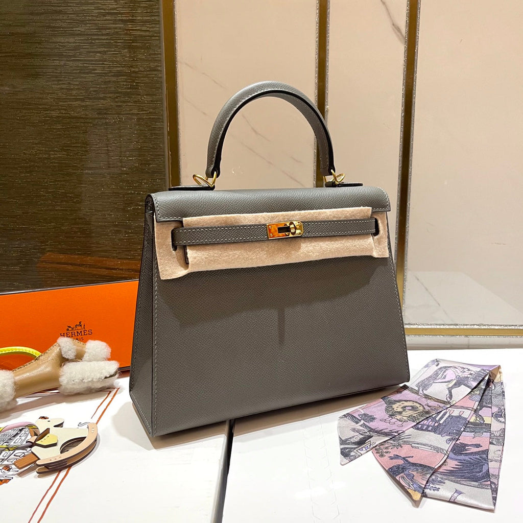 HM ケリー 25cm グリ ムエット エプソムレザー ゴールド金具