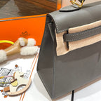 HM ケリー 25cm グリ ムエット エプソムレザー ゴールド金具