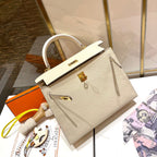 HM ケリー 25cm ホワイトエプソムレザー ゴールド金具