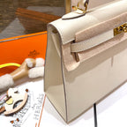 HM ケリー 25cm ホワイトエプソムレザー ゴールド金具
