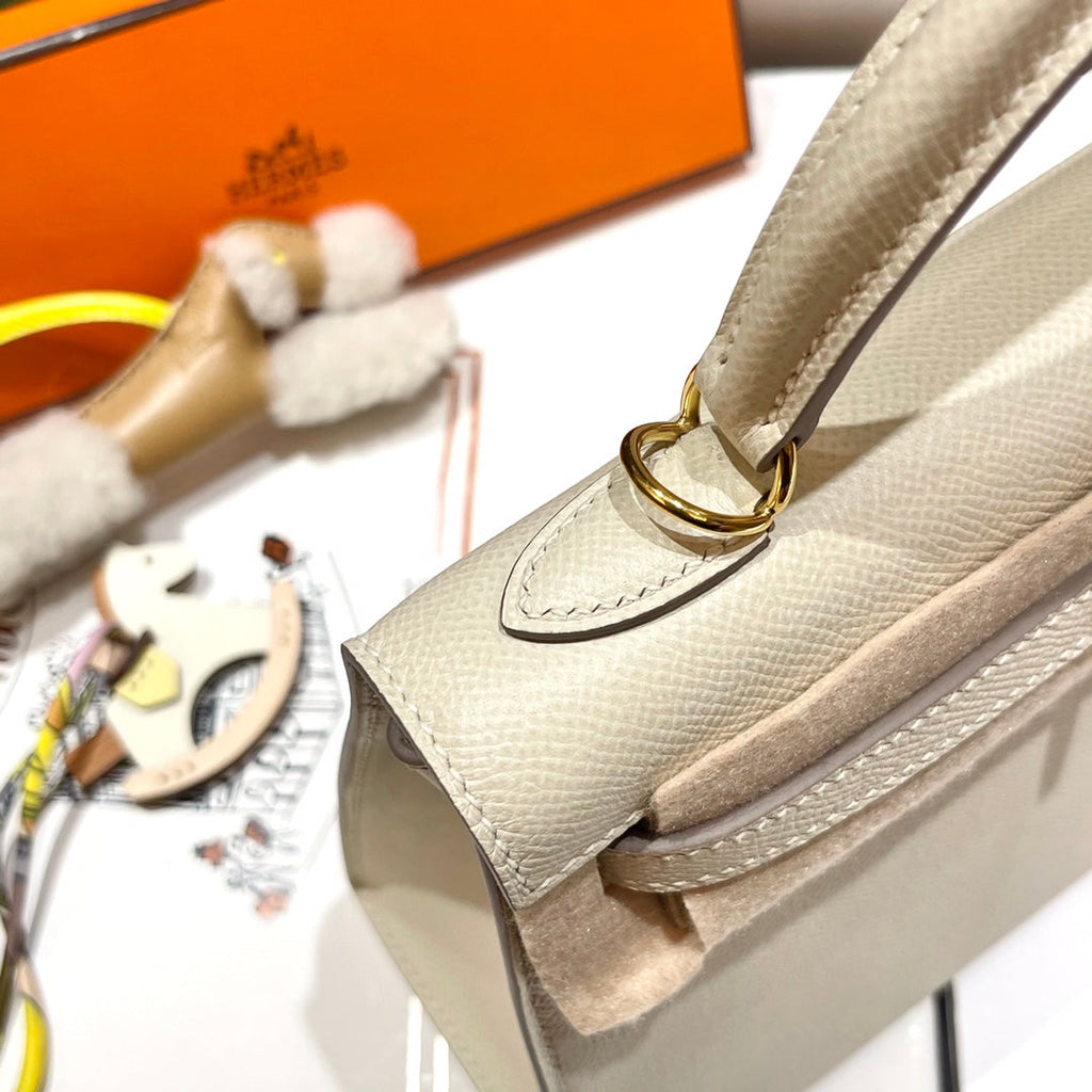 HM ケリー 25cm ホワイトエプソムレザー ゴールド金具