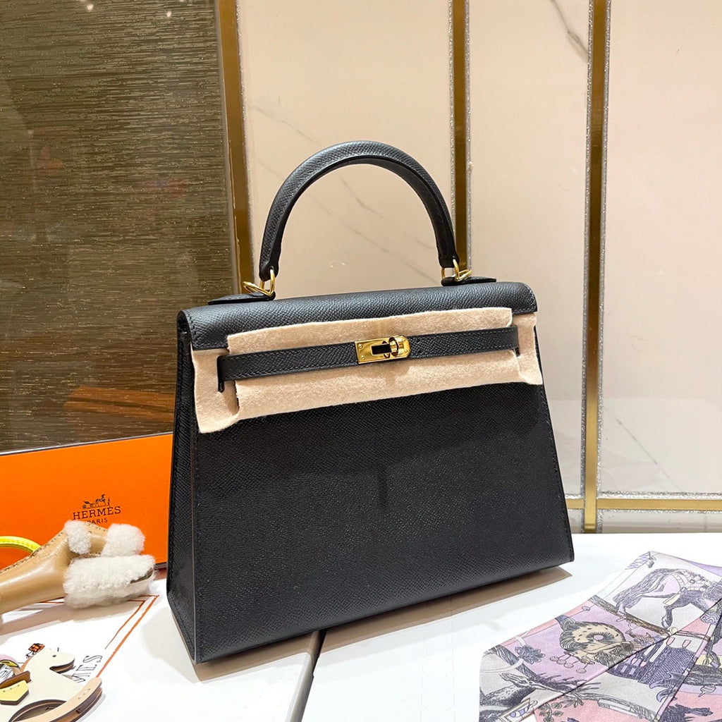 HM ケリー 25cm ブラック エプソムレザー ゴールド金具