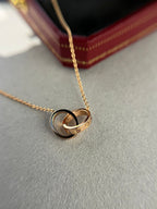 [Shinejoy]LOVE NECKLACE DOUBLE RING PINK GOLD
