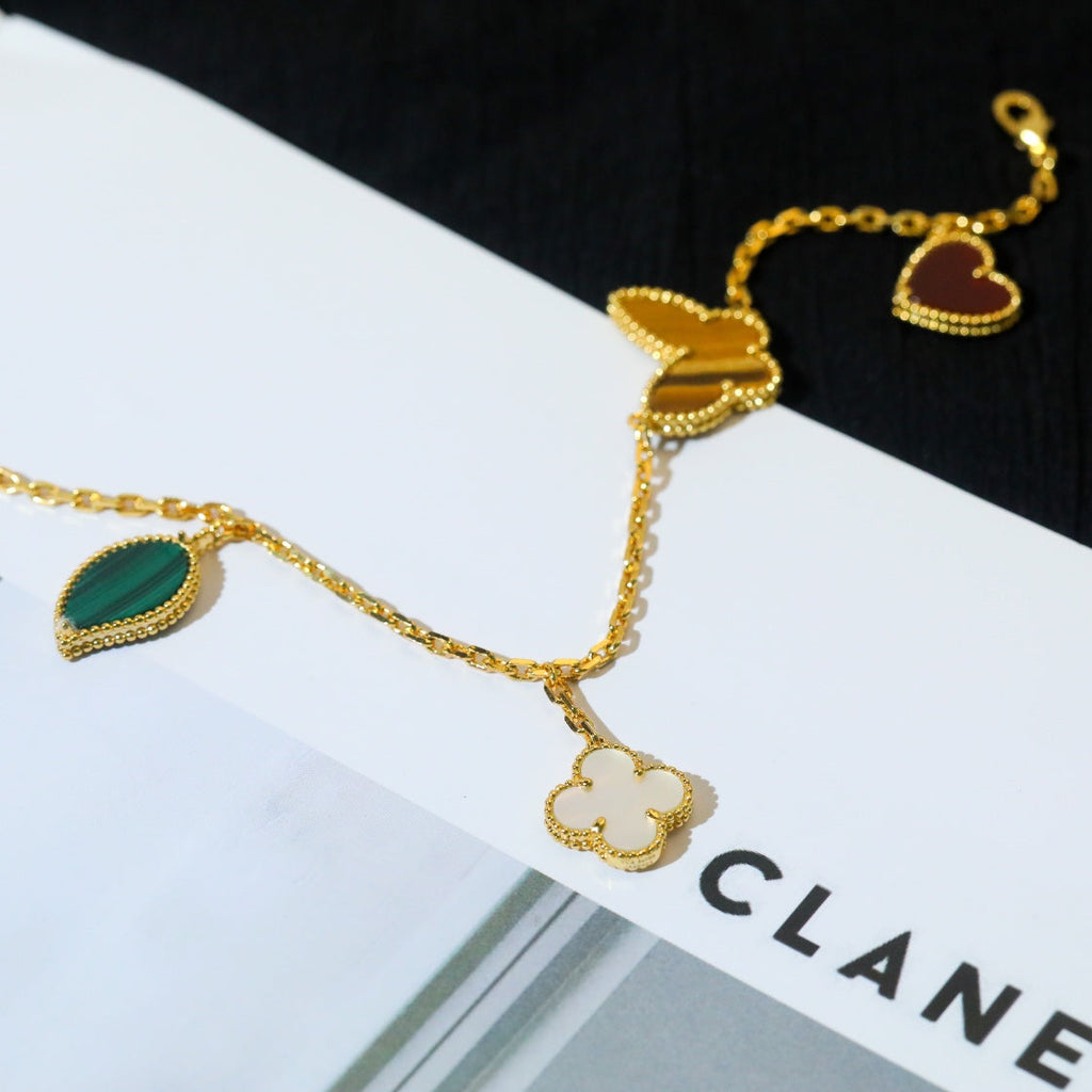 [Shinejoy]LUCKY SPRING 5 MOTIF GOLD BRACELET