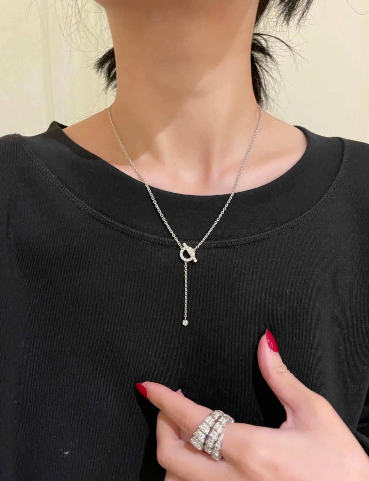 [Shinejoy]FINESSE SILVER DIAMOND NECKLACE