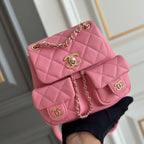 Petit sac à dos 20,5 cm en cuir d'agneau rose