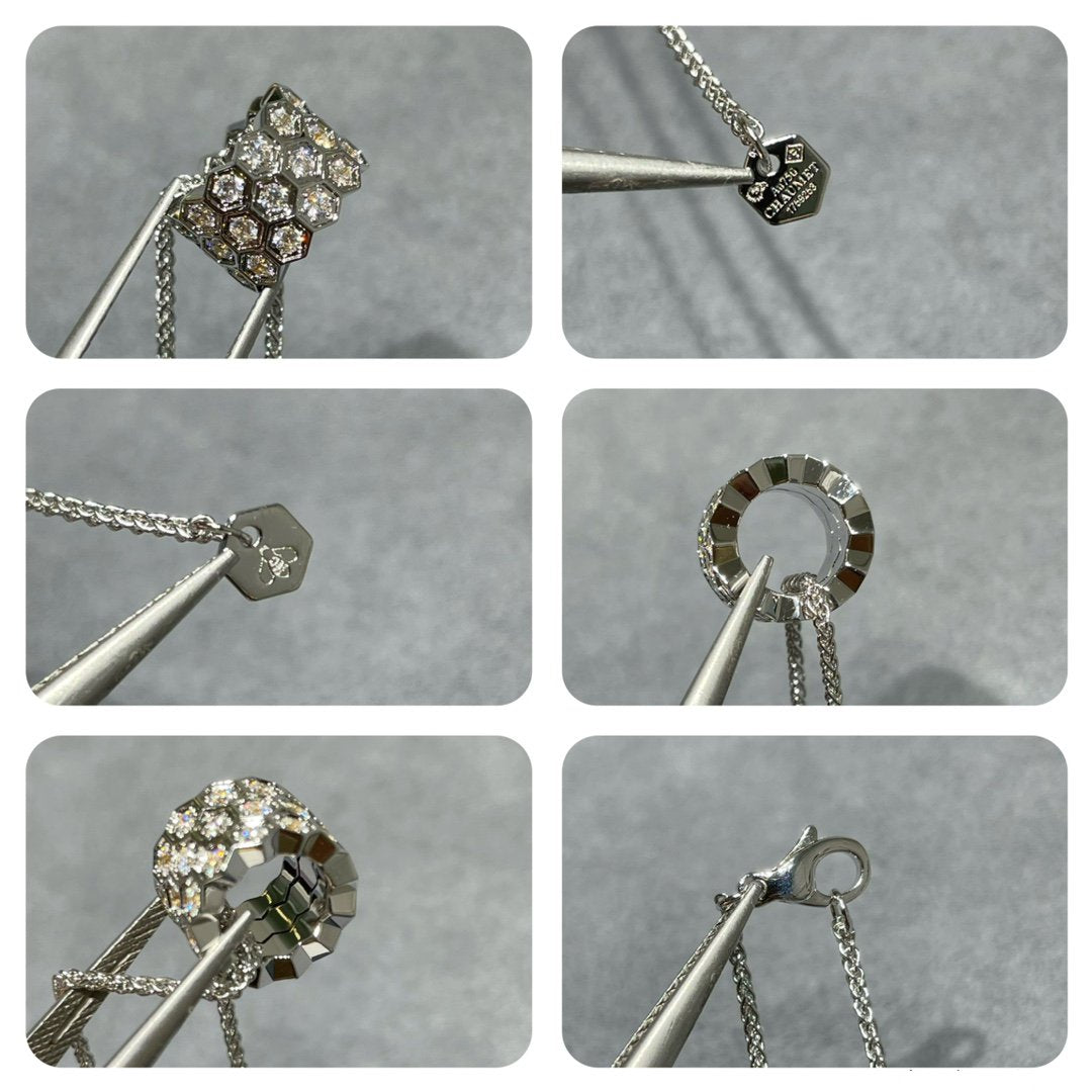 [Shinejoy]BEE LOVE DIAMOND PAVED 3 ROW NECKLACE