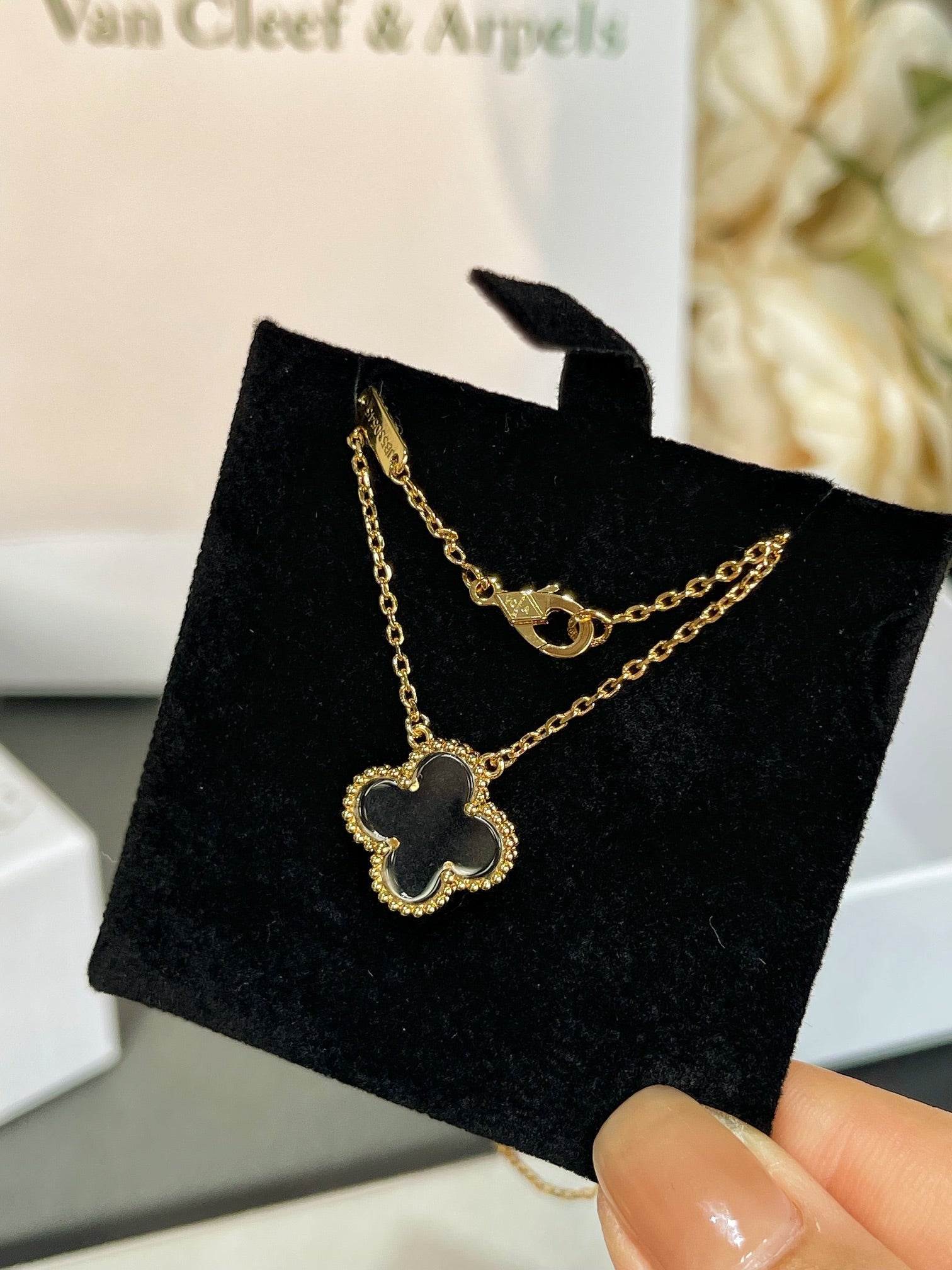 [Shinejoy] COLLIER EN OR ROSE ET CRISTAL DE CLOVER ROCK